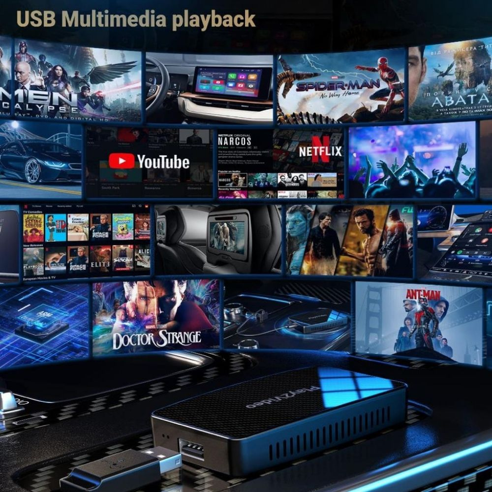 Wireless Carplay Auto Adapter For iPhone & Android With Netflix and Youtube