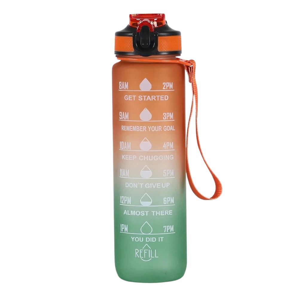 1L Water Bottle Flask Motivational Drink With Time Markings BPA Free Sport Gym