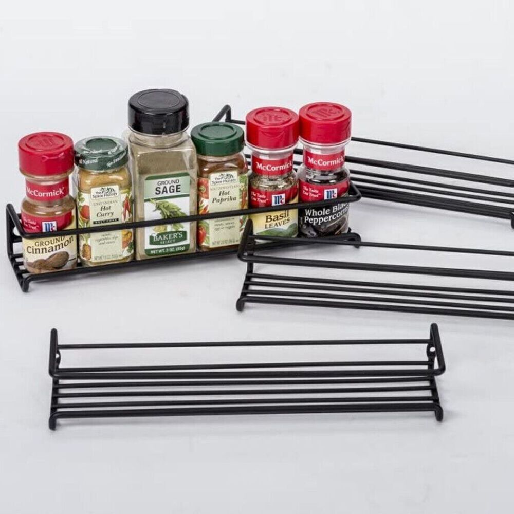 4PCS SET Kitchen Spice Rack Storage Organiser Shelves Wall Mount Kitchen Door Jar