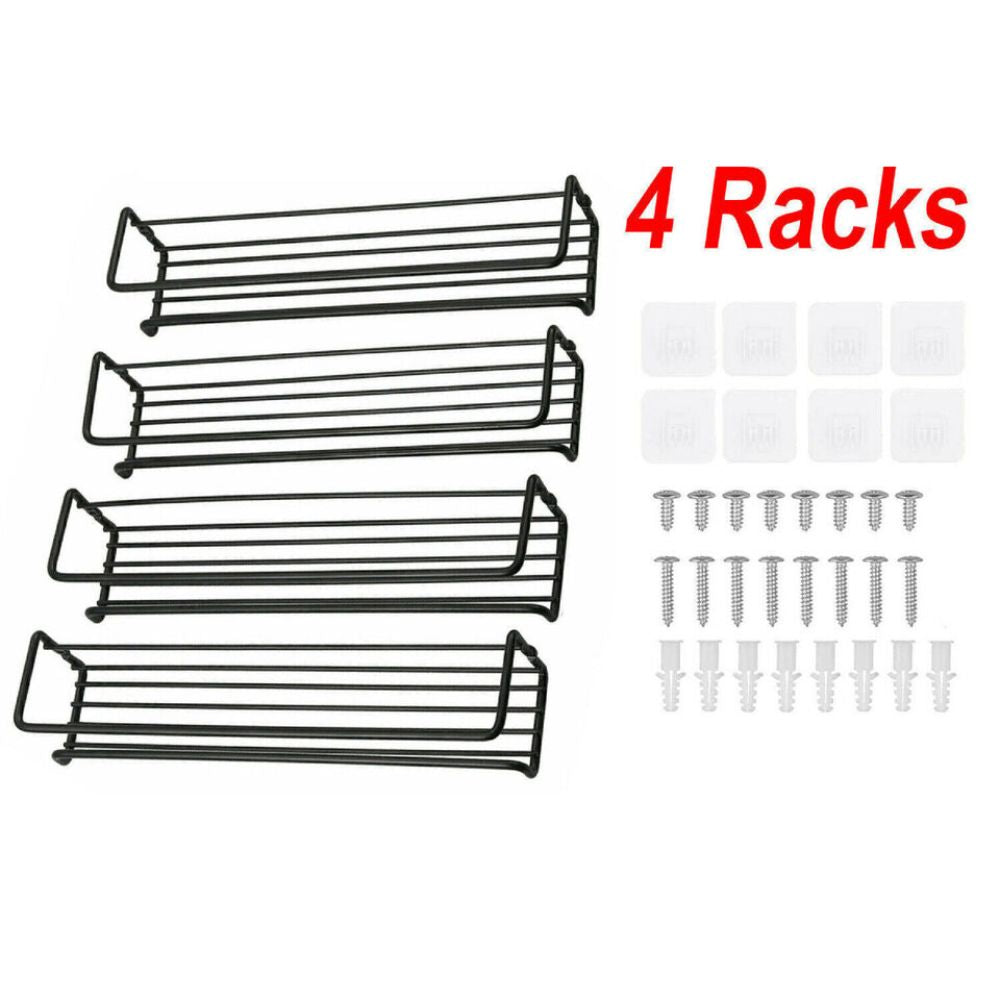 4PCS SET Kitchen Spice Rack Storage Organiser Shelves Wall Mount Kitchen Door Jar