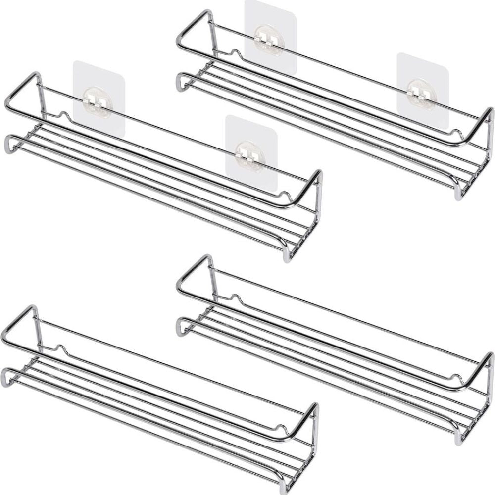 4PCS SET Kitchen Spice Rack Storage Organiser Shelves Wall Mount Kitchen Door Jar