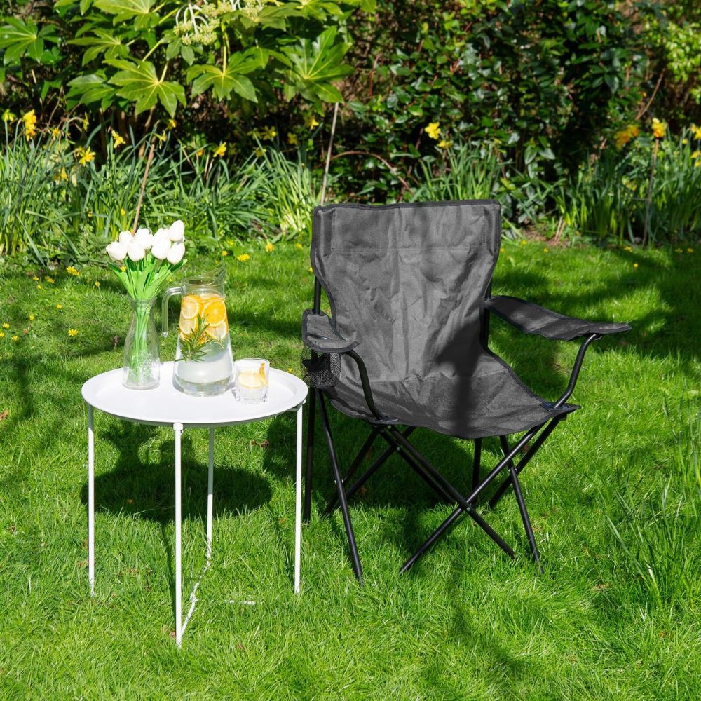 Black Portable Outdoor Folding Chair with Carry Case Camping Fishing Seat