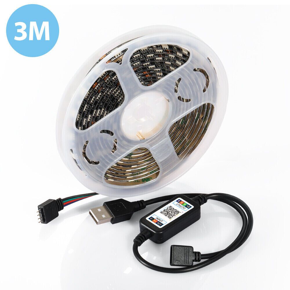 Bluetooth USB RGB LED Strip Lights 5V IP65 Waterproof 5050 5M 300 LEDs