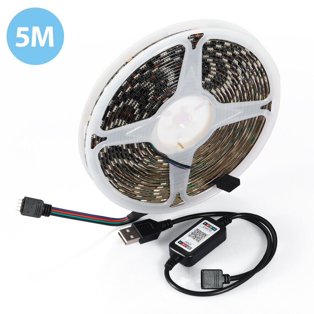 Bluetooth USB RGB LED Strip Lights 5V IP65 Waterproof 5050 5M 300 LEDs