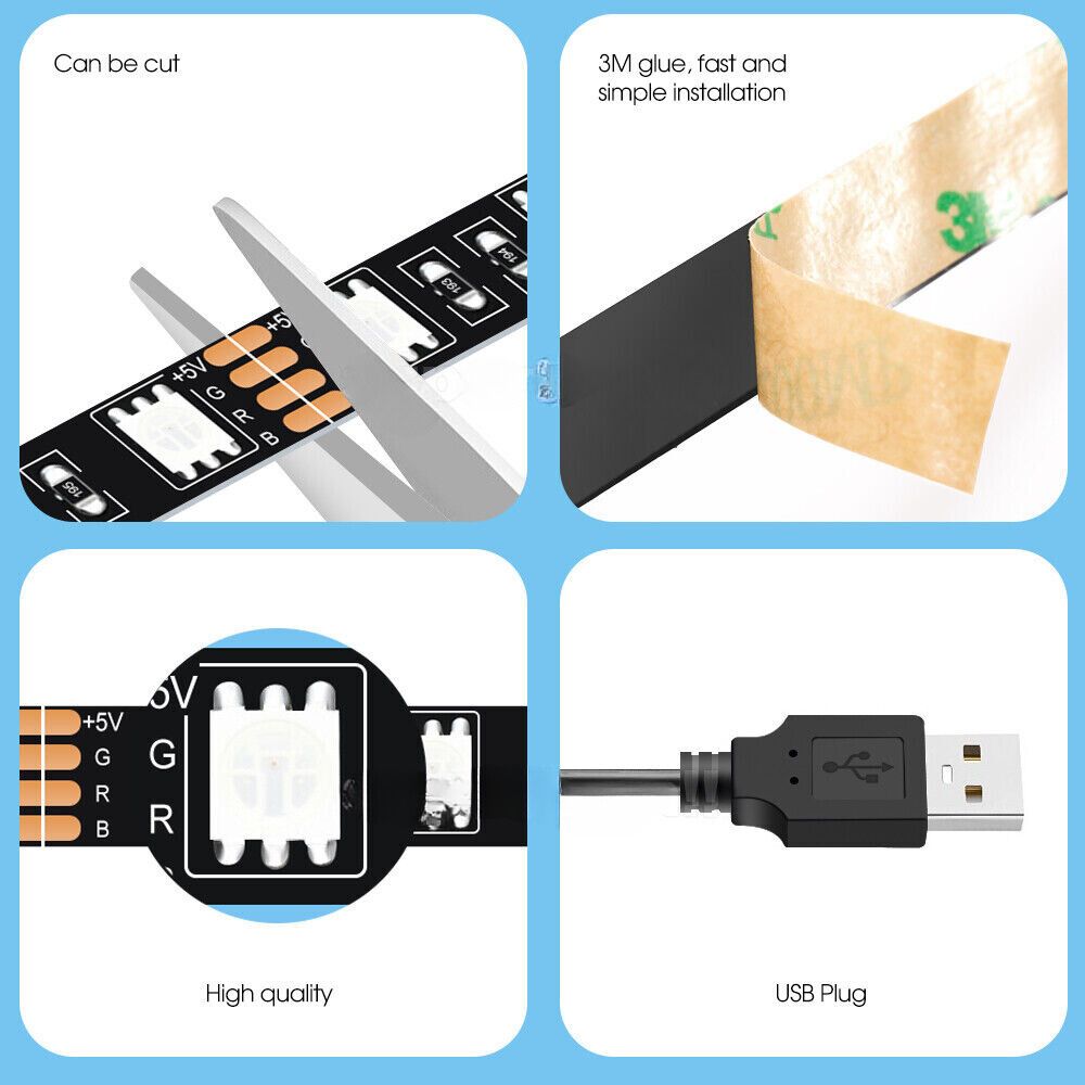 Bluetooth USB RGB LED Strip Lights 5V IP65 Waterproof 5050 5M 300 LEDs