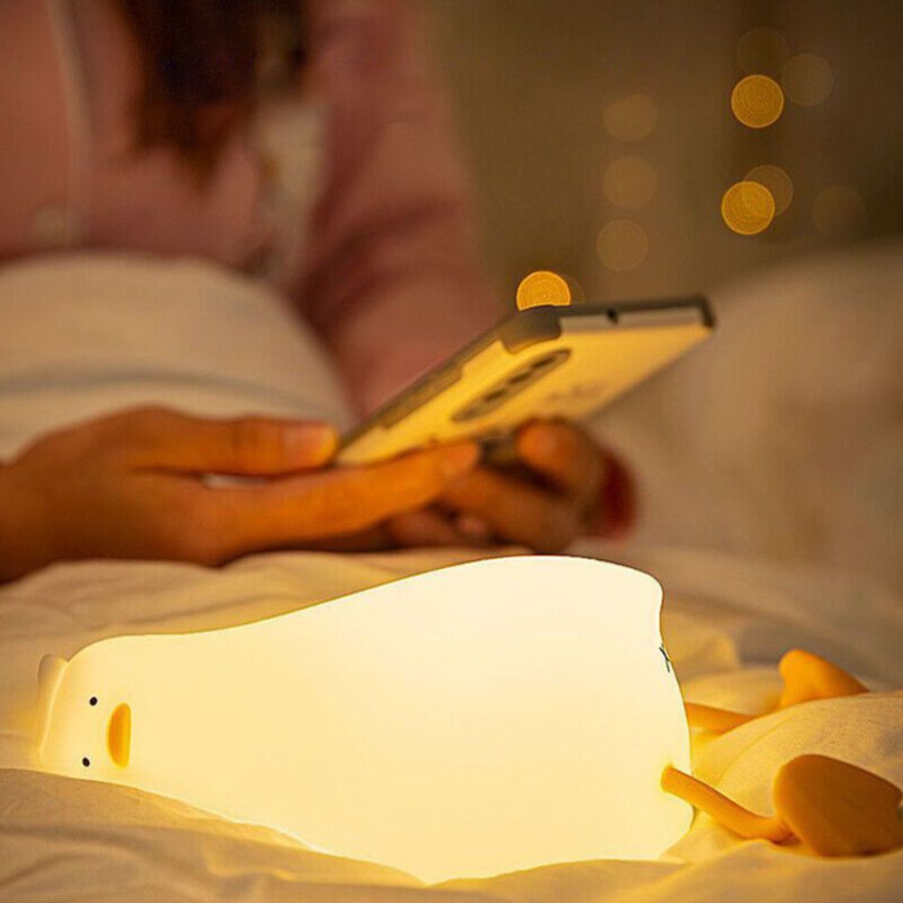 Night Light Lying Flat Duck Silicone Pat Lamp Cartoon Cute Children Lights