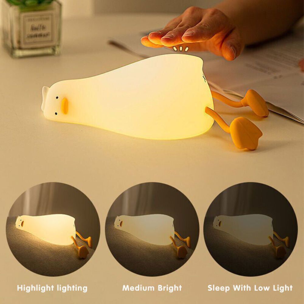 Night Light Lying Flat Duck Silicone Pat Lamp Cartoon Cute Children Lights