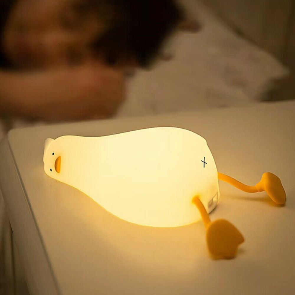 Night Light Lying Flat Duck Silicone Pat Lamp Cartoon Cute Children Lights
