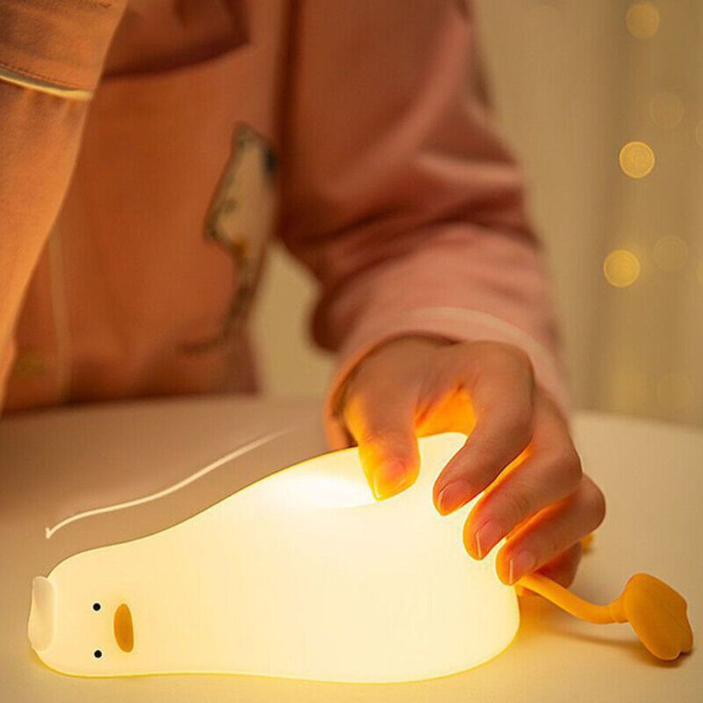 Night Light Lying Flat Duck Silicone Pat Lamp Cartoon Cute Children Lights