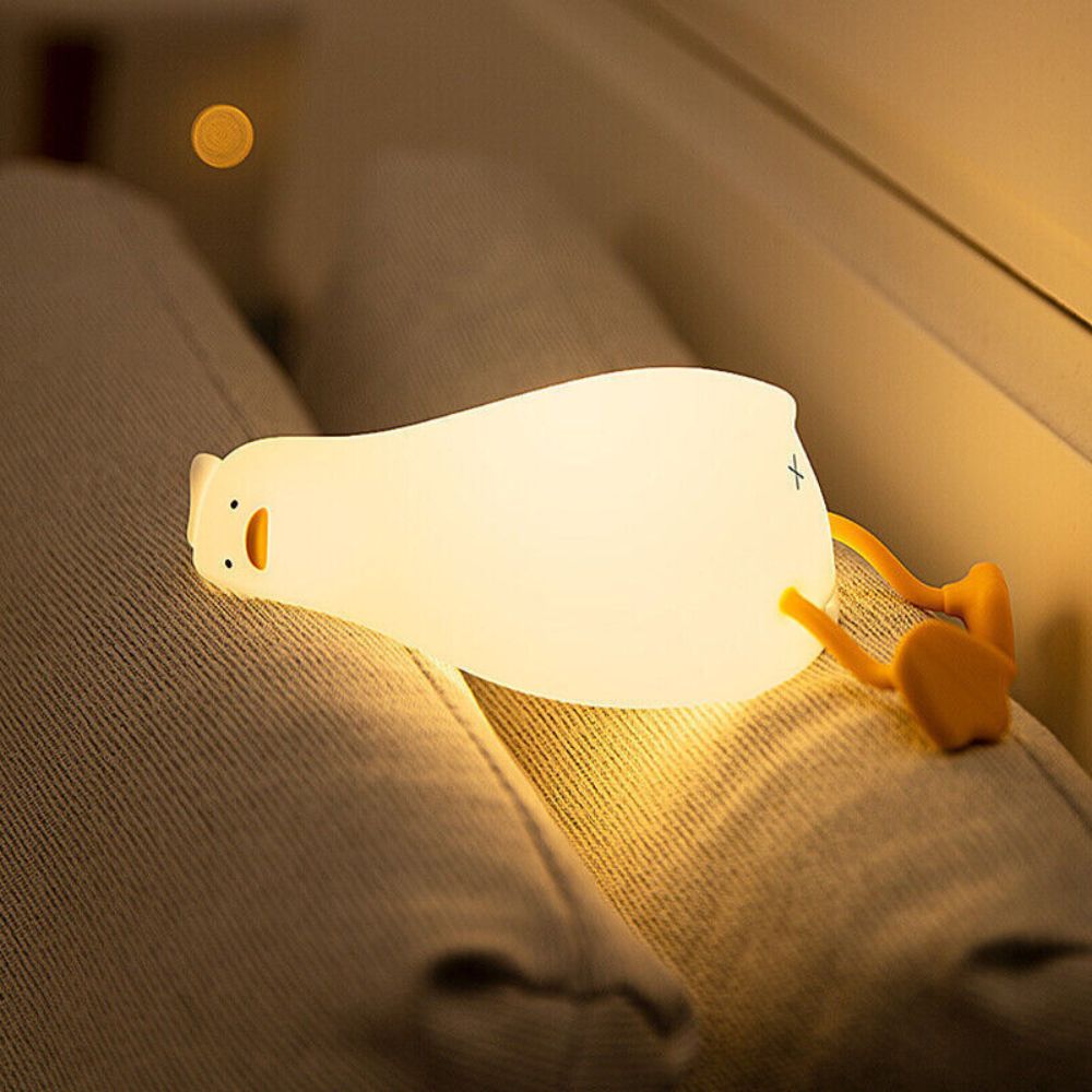 Night Light Lying Flat Duck Silicone Pat Lamp Cartoon Cute Children Lights