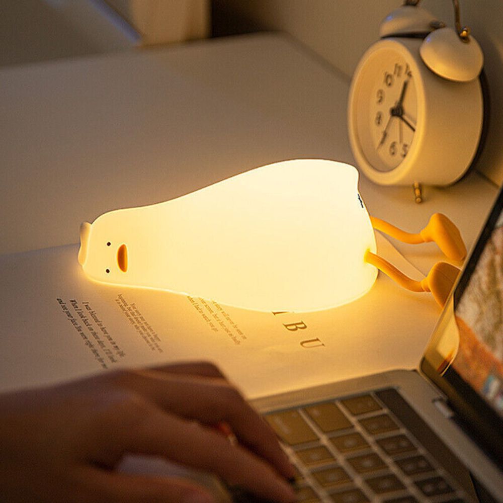 Night Light Lying Flat Duck Silicone Pat Lamp Cartoon Cute Children Lights