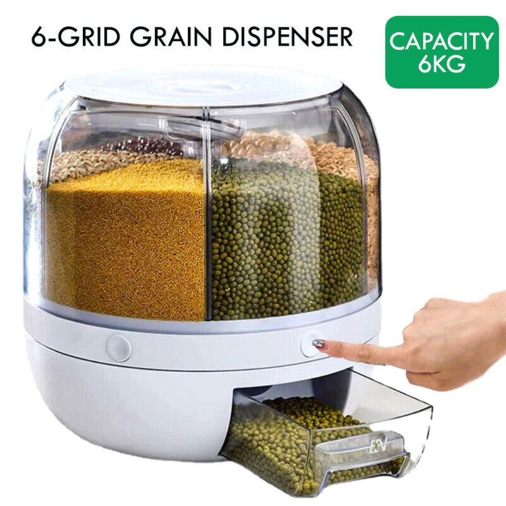 Rotating Grain Dispenser Rice Container Case Cereal Storage Box Kitchen Food