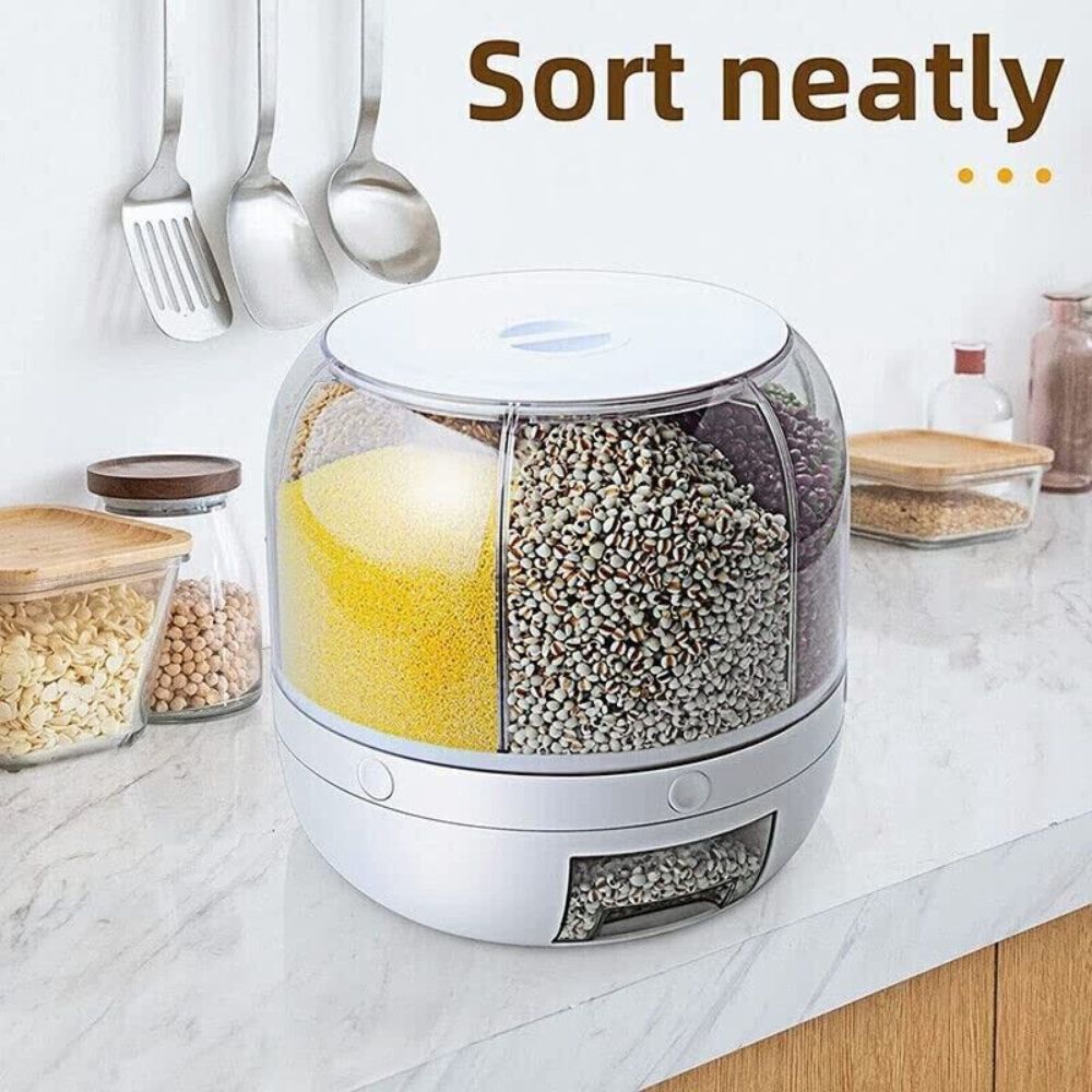 Rotating Grain Dispenser Rice Container Case Cereal Storage Box Kitchen Food
