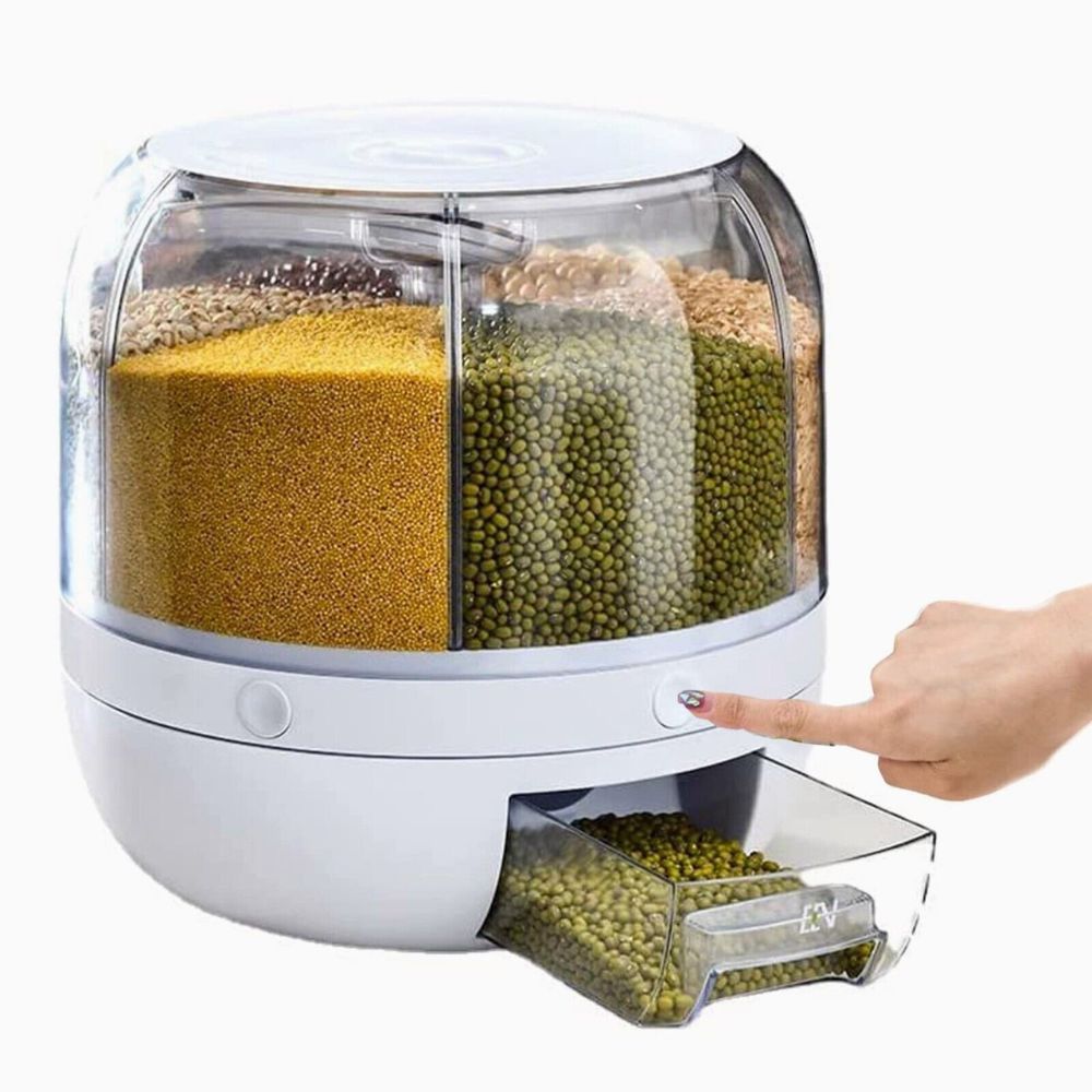 Rotating Grain Dispenser Rice Container Case Cereal Storage Box Kitchen Food