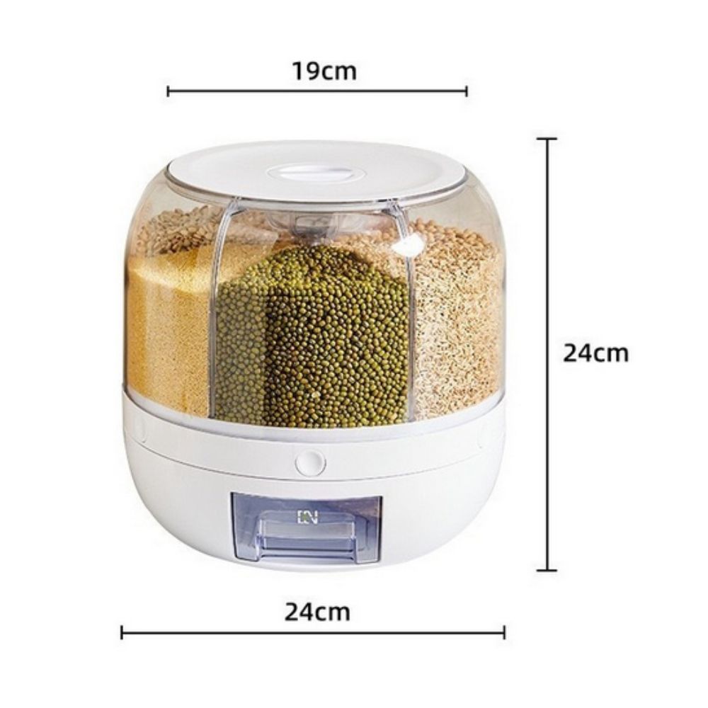 Rotating Grain Dispenser Rice Container Case Cereal Storage Box Kitchen Food