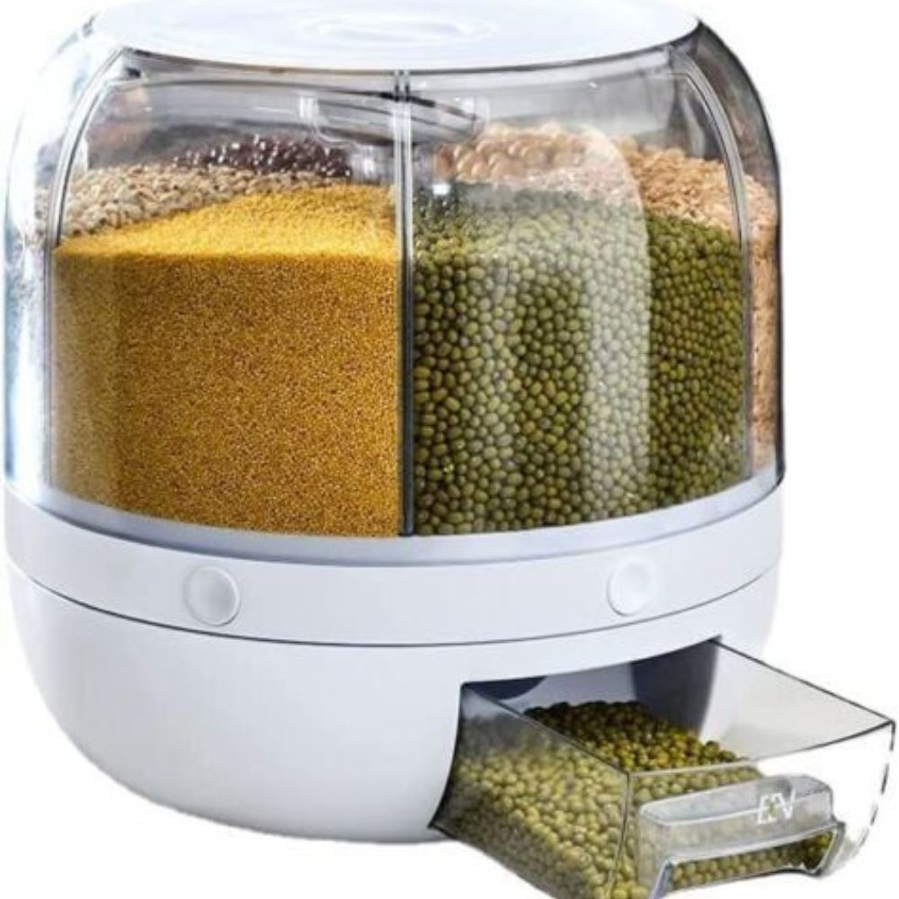 Rotating Grain Dispenser Rice Container Case Cereal Storage Box Kitchen Food