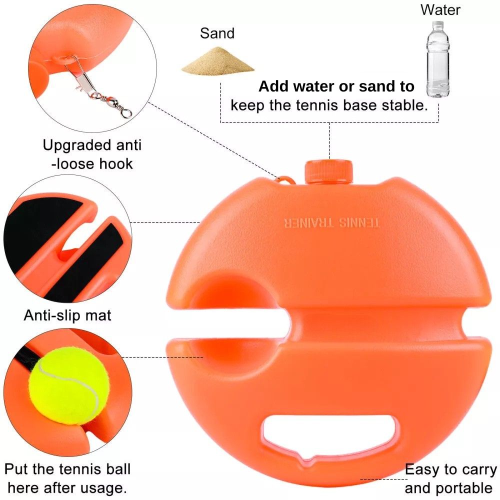Single Solo Tennis Trainer Practice Rebound Balls w/ 3 String Balls Set Training