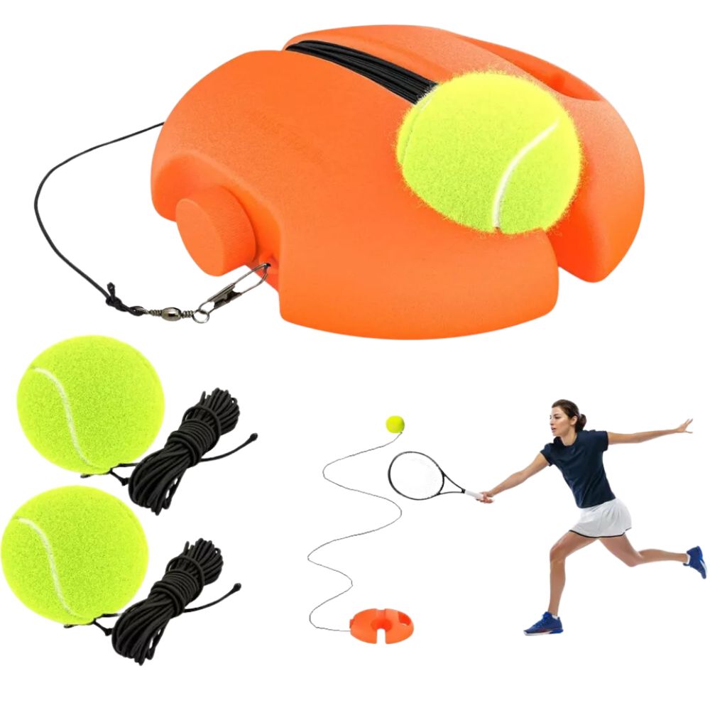 Single Solo Tennis Trainer Practice Rebound Balls w/ 3 String Balls Set Training