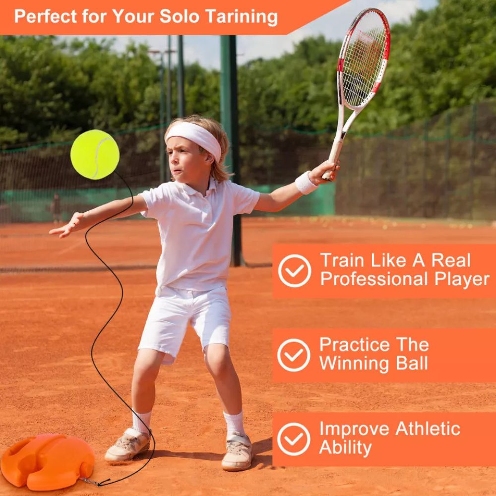 Single Solo Tennis Trainer Practice Rebound Balls w/ 3 String Balls Set Training