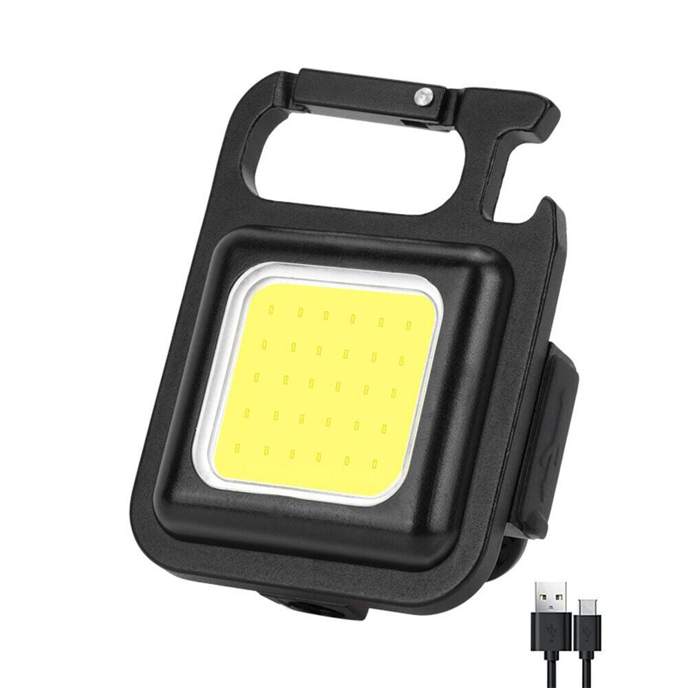 USB Rechargeable Mini Pocket COB LED Work Light Keychain Flashlight Torch Lamp