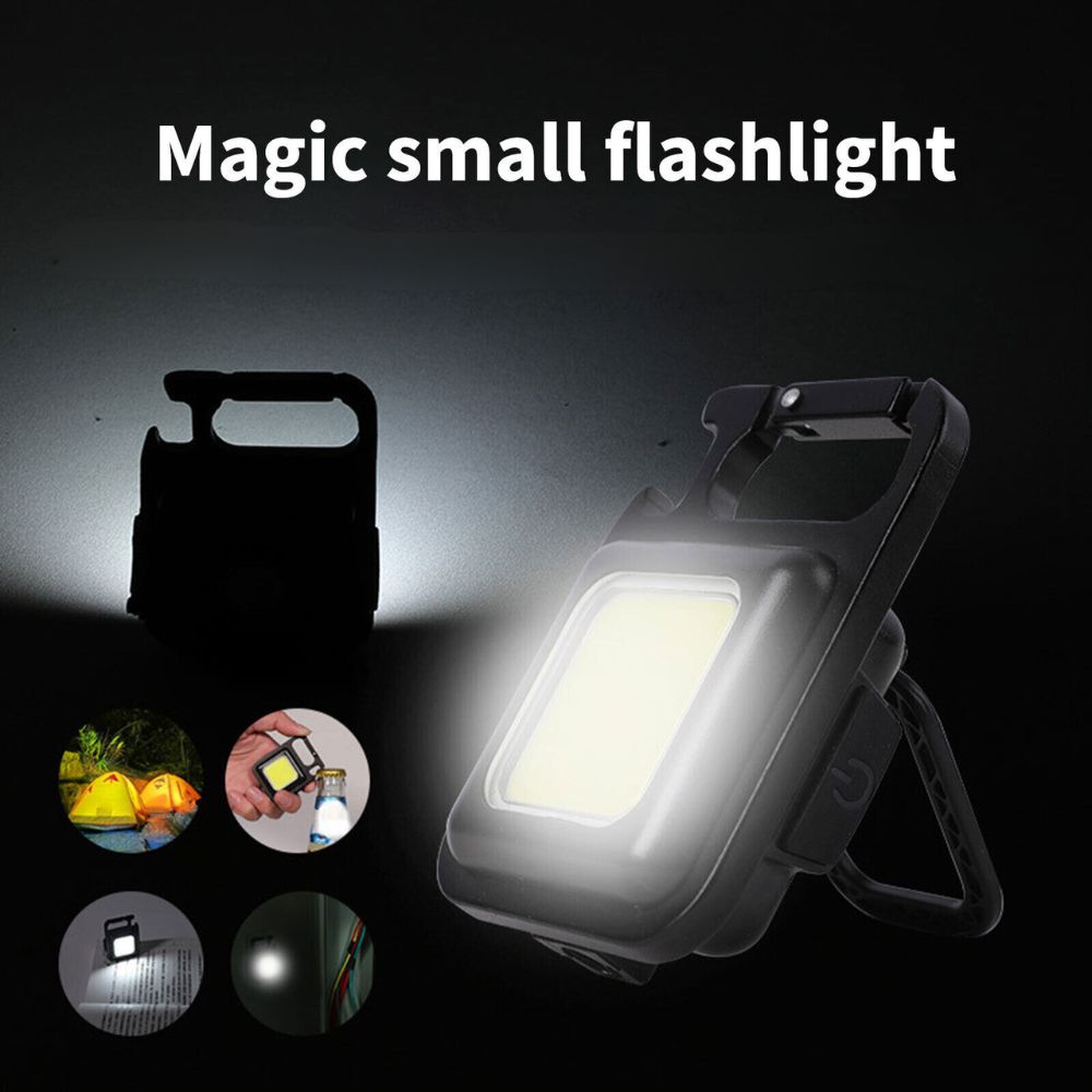 USB Rechargeable Mini Pocket COB LED Work Light Keychain Flashlight Torch Lamp