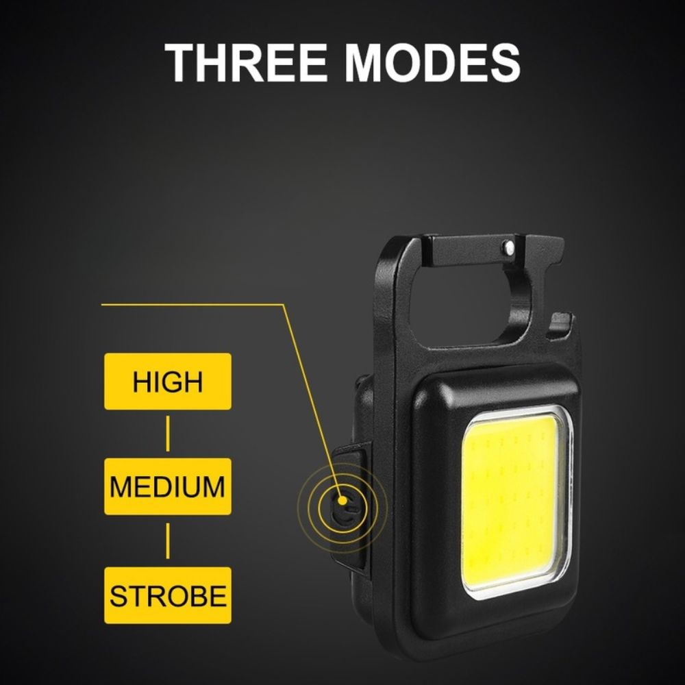 USB Rechargeable Mini Pocket COB LED Work Light Keychain Flashlight Torch Lamp