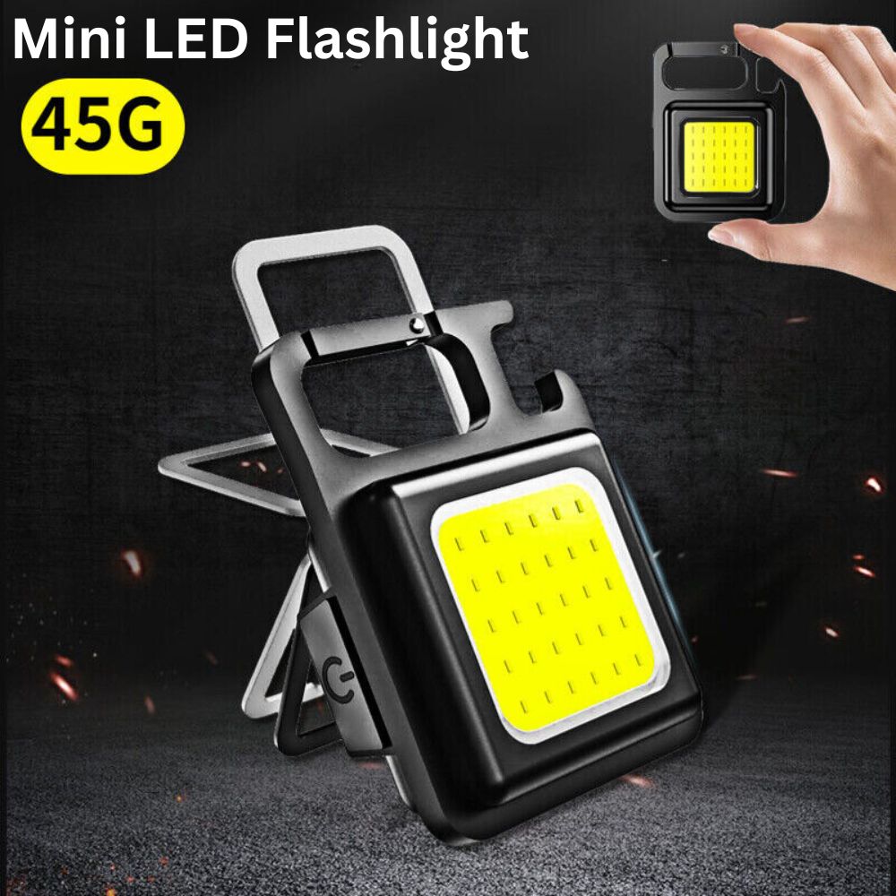 USB Rechargeable Mini Pocket COB LED Work Light Keychain Flashlight Torch Lamp