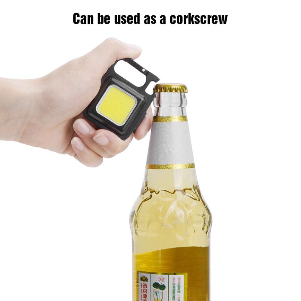 USB Rechargeable Mini Pocket COB LED Work Light Keychain Flashlight Torch Lamp