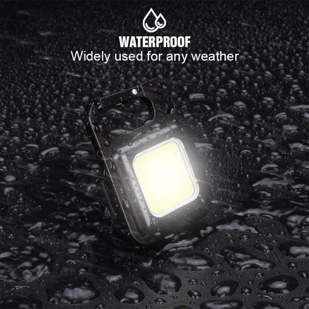 USB Rechargeable Mini Pocket COB LED Work Light Keychain Flashlight Torch Lamp