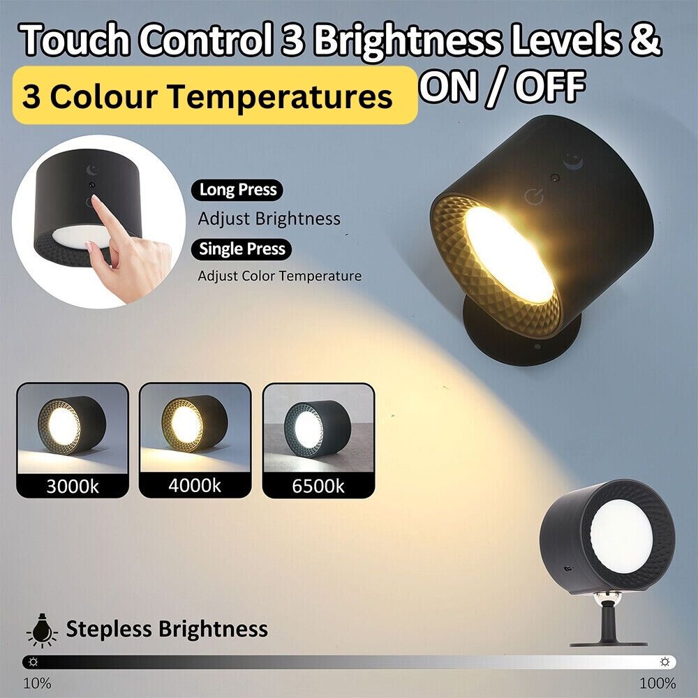 LED Wall Rechargeable Battery Reading Lights Wall Light Sconce Lamp Wall Mounted