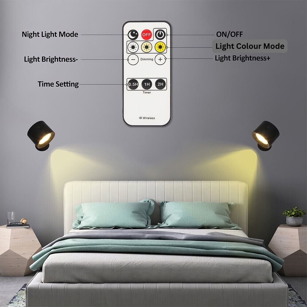LED Wall Rechargeable Battery Reading Lights Wall Light Sconce Lamp Wall Mounted