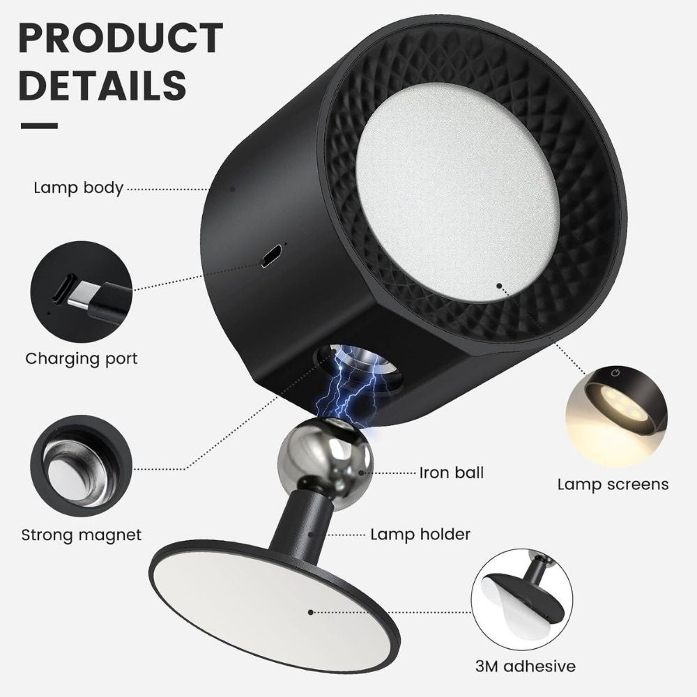 LED Wall Rechargeable Battery Reading Lights Wall Light Sconce Lamp Wall Mounted