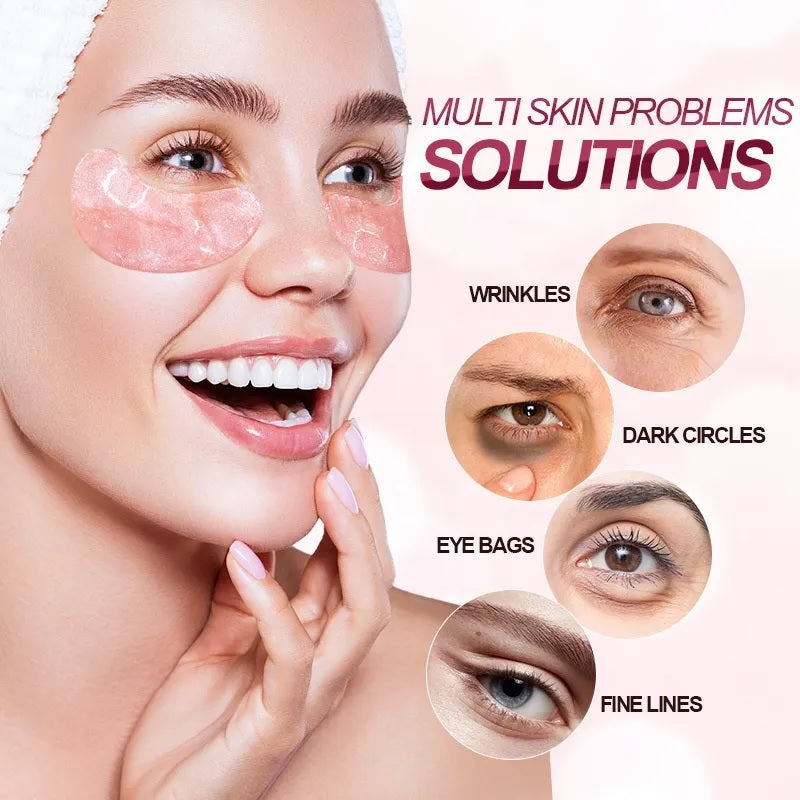 Pink Collagen Under Eye Patches Hyaluronic Acid Anti Ageing Vitamin C