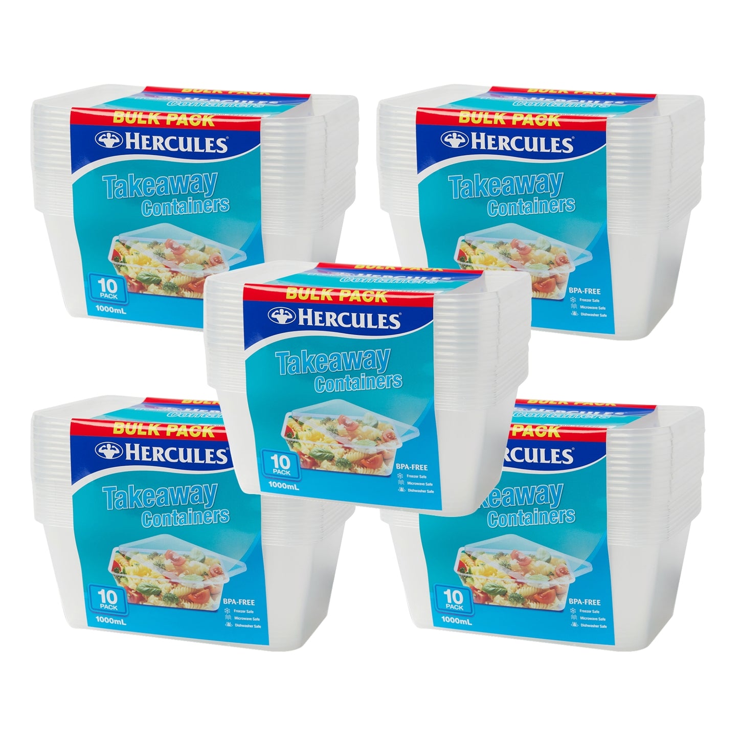 Hercules Takeaway Food Containers 10pk x 1000ml x5-2050056822647296000