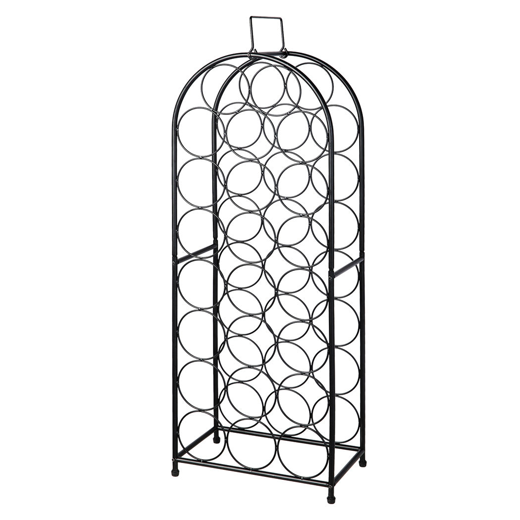 Levede 23 Bottle Wine Rack Kitchen Home Floor Storage Organiser Metal Black-2100035036840595456