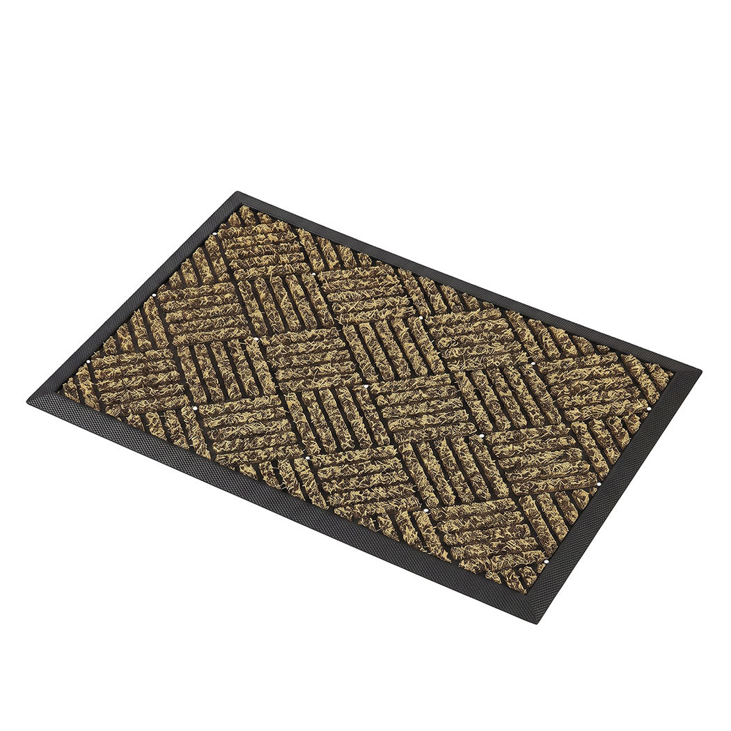 Marlow Front Door Mat 60x90cm Thickened Non Slip Grass Scrape Garden Brown-2109799593305378817