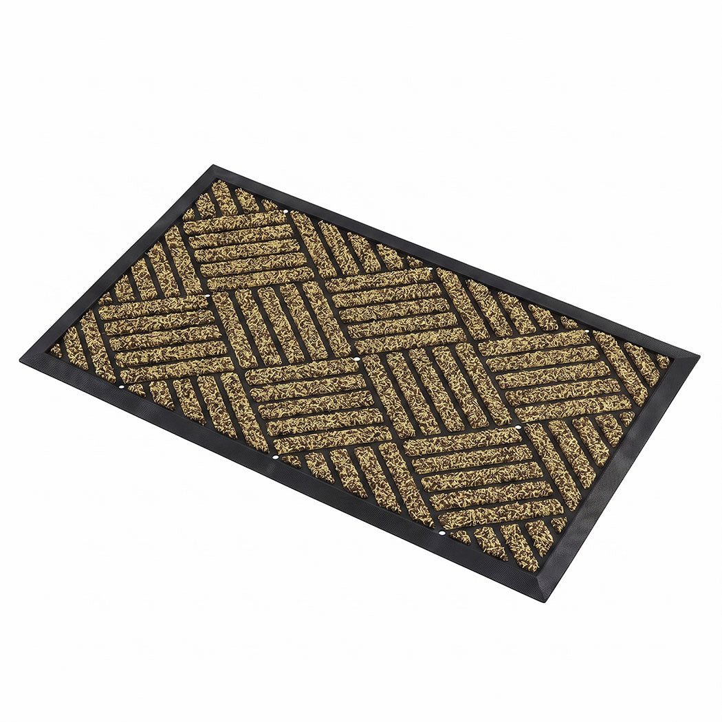Marlow Front Door Mat 43x73cm Heavy Duty Non Slip Grass Scrape Garden Brown-2109799593108246529
