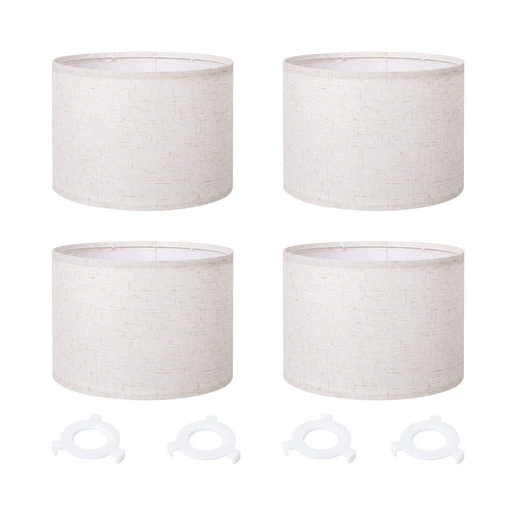 Emitto Lamp Shade 4pc Linen Drum E26 E27 with E14 Ring for Home Decor Beige-2109799596627267585