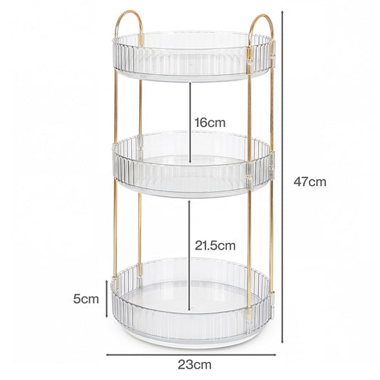 Ilus 360� Roating Makeup Organiser Vanity Countertop Shelf Cosmetic Holder White-2065254302464741378