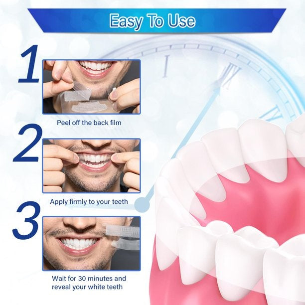 5D TEETH WHITENING STRIPS PRO SAFE WHITE TOOTH CLEAN GEL BLEACH DENTAL STRENGTH