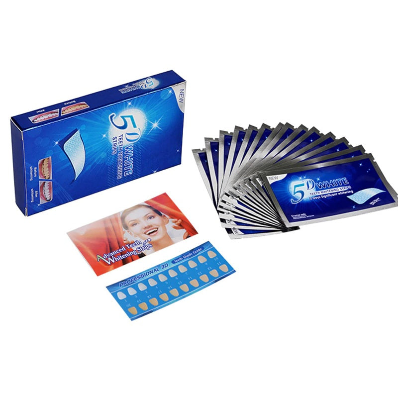 5D TEETH WHITENING STRIPS PRO SAFE WHITE TOOTH CLEAN GEL BLEACH DENTAL STRENGTH