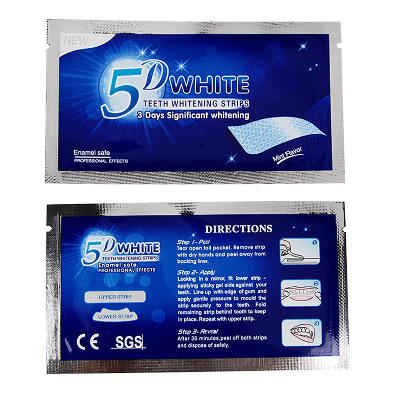 5D TEETH WHITENING STRIPS PRO SAFE WHITE TOOTH CLEAN GEL BLEACH DENTAL STRENGTH
