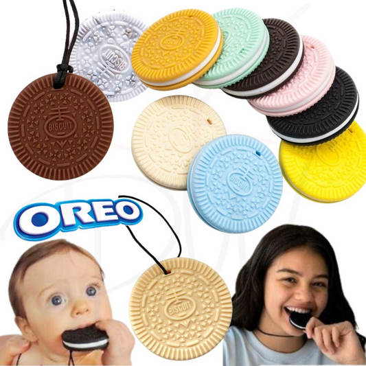 Oreo sensory chew necklace on a breakaway cord — KKPW
