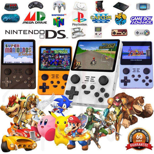 Powkiddy RGB20S handheld retro games console with 3.5 inch IPS screen