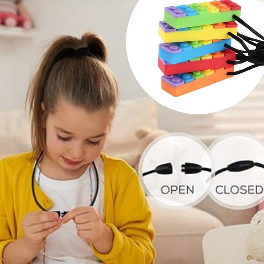 Rainbow brick sensory chew necklace for biting and teething — KKPW