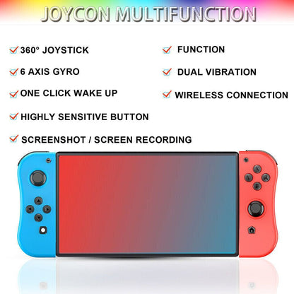 Wireless Controller Gamepad For Nintendo Switch Joy Con Left + Right - Orange & Green Handle + Wrist Strap