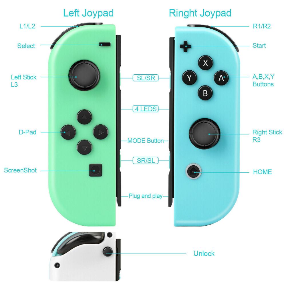 Wireless Controller Gamepad For Nintendo Switch Joy Con Left + Right - Monster Hunter + Wrist Strap