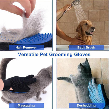 Pet Dog Cat Massage Hair Brush Glove Grooming Fur Remover Cleaning Deshedding (1 Pair)