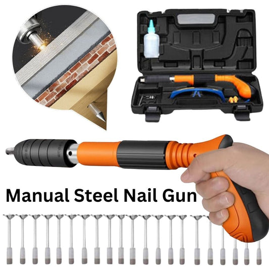 Portable Steel Nail Gun Adjustable Depth Control Lightweight w/ 50-100x Nails