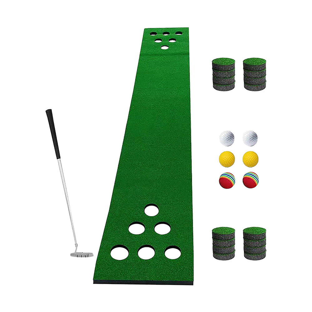 Ultimate Golf Beer Pong Game Set - Fun Putting Mat with 2 Putters & 6 Colorful Balls